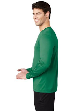 Sample of Sport-Tek ® Posi-UV ® Pro Long Sleeve Tee in Kelly Green from side sleeveright