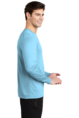 Sample of Sport-Tek ® Posi-UV ® Pro Long Sleeve Tee in Light Blue from side sleeveleft