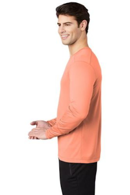 Sample of Sport-Tek ® Posi-UV ® Pro Long Sleeve Tee in Soft Coral from side sleeveright