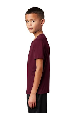 Sample of Sport-Tek Youth Posi-UV Pro Tee in Cardinal from side sleeveright
