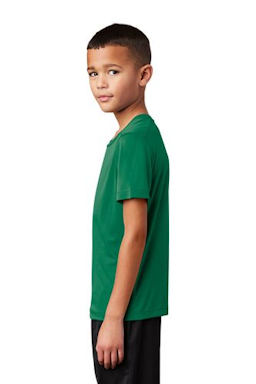 Sample of Sport-Tek Youth Posi-UV Pro Tee in Kelly Green from side sleeveright