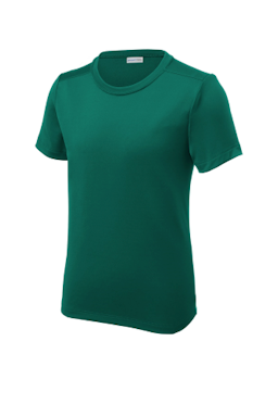 Sample of Sport-Tek Youth Posi-UV Pro Tee in Marine Green from side front