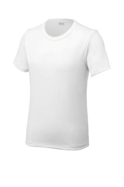 Sample of Sport-Tek Youth Posi-UV Pro Tee in White from side front