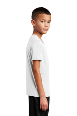 Sample of Sport-Tek Youth Posi-UV Pro Tee in White from side sleeveleft