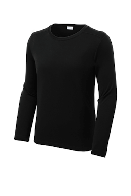 Sample of Sport-Tek Youth Posi-UV Pro Long Sleeve Tee in Black from side front