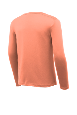 Sample of Sport-Tek Youth Posi-UV Pro Long Sleeve Tee in Soft Coral from side back