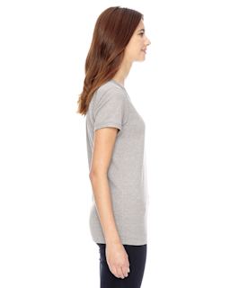 Sample of Alternative 01913E Ladies' Ideal Eco Mock Twist Ringer T-Shirt in ECO MCK NICKEL from side sleeveleft