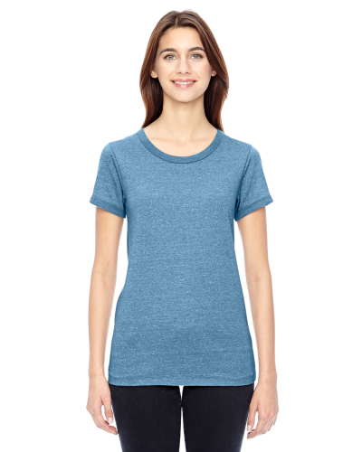 Sample of Alternative 01913E Ladies' Ideal Eco Mock Twist Ringer T-Shirt in ECO MCK STORM style