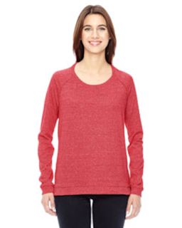 Sample of Alternative 0191E Ladies' Eco-Mock Twist Locker Room Pullover in EC MCK ENG RED from side front