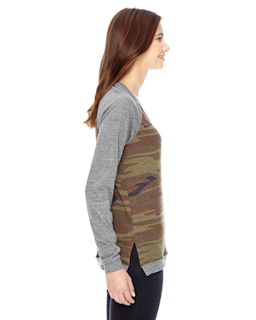 Sample of Alternative 01919E1 Ladies' Locker Room Eco-Jersey Pullover in CAMO from side sleeveleft