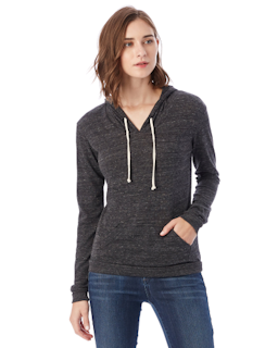 Sample of Alternative 01928E1 Ladies' Eco-Jersey Pullover Hoodie in ECO BLACK from side front