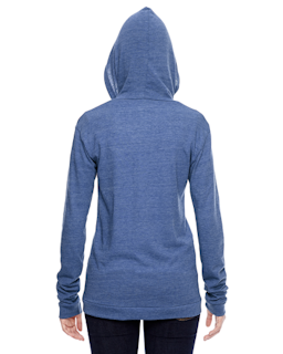 Sample of Alternative 01928E1 Ladies' Eco-Jersey Pullover Hoodie in ECO PACIFIC BLUE from side back