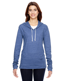 Sample of Alternative 01928E1 Ladies' Eco-Jersey Pullover Hoodie in ECO PACIFIC BLUE from side front