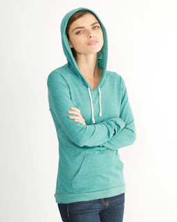 Sample of Alternative 01928E1 Ladies' Eco-Jersey Pullover Hoodie in ECO TR VIRIDIAN from side sleeveleft
