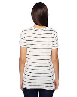 Sample of Alternative 01940E1 Ladies' Ideal Eco-Jersey T-Shirt in ECO IVRY INK STR from side back