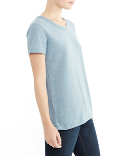 Sample of Alternative 01940E1 Ladies' Ideal Eco-Jersey T-Shirt in ECO TR BLUE FOG from side sleeveleft