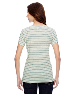 Sample of Alternative 01940E1 Ladies' Ideal Eco-Jersey T-Shirt in EC WHEAT ST STRP from side back