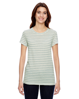 Sample of Alternative 01940E1 Ladies' Ideal Eco-Jersey T-Shirt in EC WHEAT ST STRP from side front