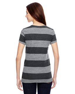 Sample of Alternative 01940E1 Ladies' Ideal Eco-Jersey T-Shirt in E GRY IR WT STR from side back
