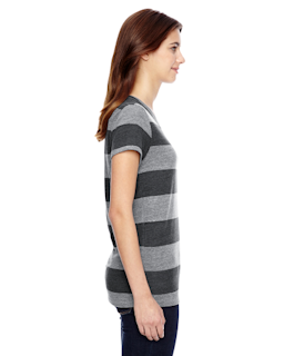 Sample of Alternative 01940E1 Ladies' Ideal Eco-Jersey T-Shirt in E GRY IR WT STR from side sleeveleft