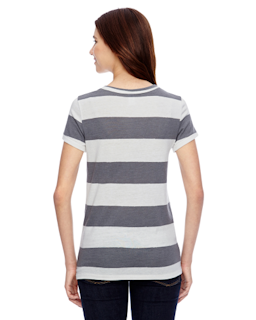 Sample of Alternative 01940E1 Ladies' Ideal Eco-Jersey T-Shirt in E GRY WH WT STR from side back