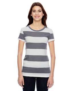 Sample of Alternative 01940E1 Ladies' Ideal Eco-Jersey T-Shirt in E GRY WH WT STR from side front