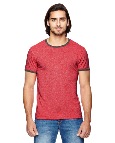 Sample of Alternative 01957E Men's Eco-Mock Twist Ringer Crew T-Shirt in EC MCK ENG RED style