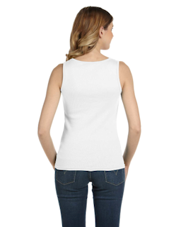 Sample of Anvil 2415 Ladies' 1x1 Baby Rib Tank in WHITE from side back