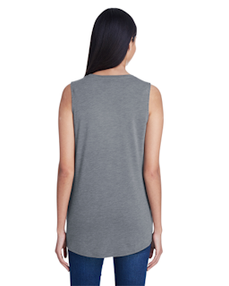 Sample of Anvil 37PVL Ladies' Freedom Sleeveless T-Shirt in HEATHER GRAPHITE from side back