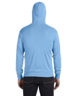 Sample of Canvas 3939 - Unisex Triblend Full-Zip Lightweight Hoodie in BLUE TRIBLEND from side back