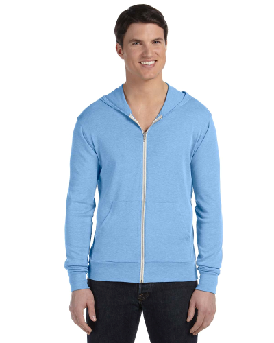 Sample of Canvas 3939 - Unisex Triblend Full-Zip Lightweight Hoodie in BLUE TRIBLEND style