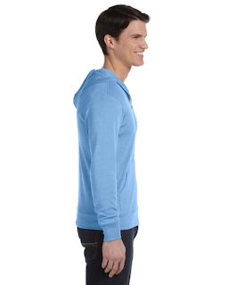 Sample of Canvas 3939 - Unisex Triblend Full-Zip Lightweight Hoodie in BLUE TRIBLEND from side sleeveleft