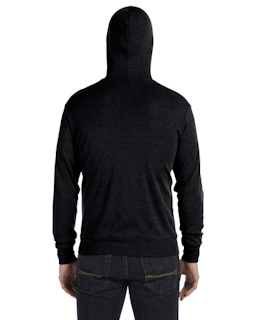 Sample of Canvas 3939 - Unisex Triblend Full-Zip Lightweight Hoodie in BLACK TRIBLEND from side back
