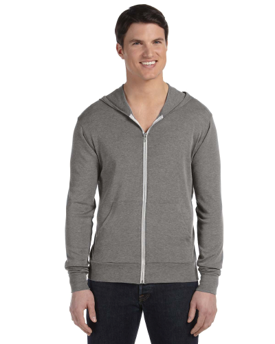 Sample of Canvas 3939 - Unisex Triblend Full-Zip Lightweight Hoodie in GREY TRIBLEND style