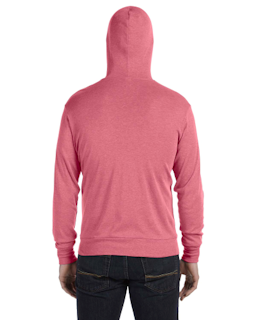 Sample of Canvas 3939 - Unisex Triblend Full-Zip Lightweight Hoodie in RED TRIBLEND from side back