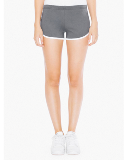 Sample of American Apparel 7301W Ladies' Interlock Running Shorts in ASPHALT WHITE from side front