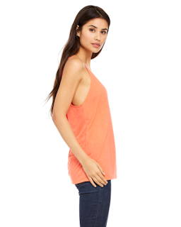 Sample of Bella 8838 - Ladies' Slouchy Tank in CORAL from side sleeveleft
