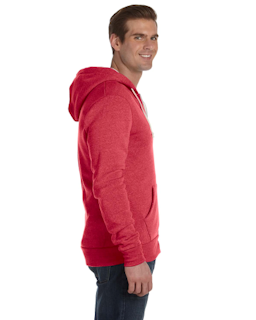 Sample of Alternative Apparel AA9590 - Unisex Rocky Eco-Fleece Solid Zip Hoodie in ECO TRUE RED from side sleeveleft