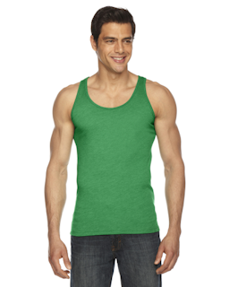 Sample of American Apparel BB408 Unisex Poly-Cotton Tank in HTHR KELLY GREEN from side front