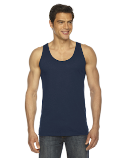 Sample of American Apparel BB408 Unisex Poly-Cotton Tank in NAVY from side front