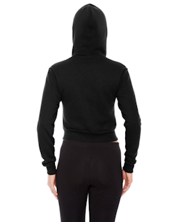 Sample of American Apparel F397 Ladies' Cropped Flex Fleece Zip Hoodie in BLACK from side back