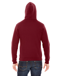 Sample of American Apparel F498 Unisex Flex Fleece Drop Shoulder Pullover Hoodie in CRANBERRY from side back
