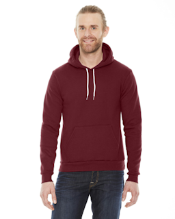 Sample of American Apparel F498 Unisex Flex Fleece Drop Shoulder Pullover Hoodie in CRANBERRY from side front