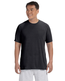Sample of Gildan G420 - Adult Performance 100% Polyester Tee in BLACK from side front