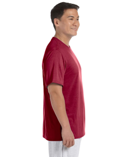 Sample of Gildan G420 - Adult Performance 100% Polyester Tee in CARDINAL RED from side sleeveleft