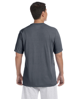 Sample of Gildan G420 - Adult Performance 100% Polyester Tee in CHARCOAL from side back