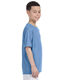 Sample of Gildan G420B - Youth Performance 100% Polyester T in CAROLINA BLUE from side sleeveleft