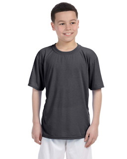 Sample of Gildan G420B - Youth Performance 100% Polyester T in CHARCOAL from side front