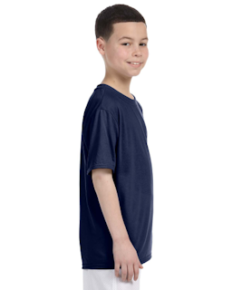 Sample of Gildan G420B - Youth Performance 100% Polyester T in NAVY from side sleeveleft