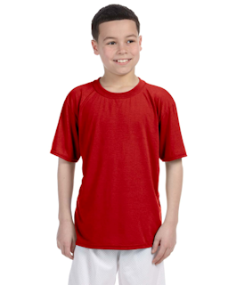 Sample of Gildan G420B - Youth Performance 100% Polyester T in RED from side front